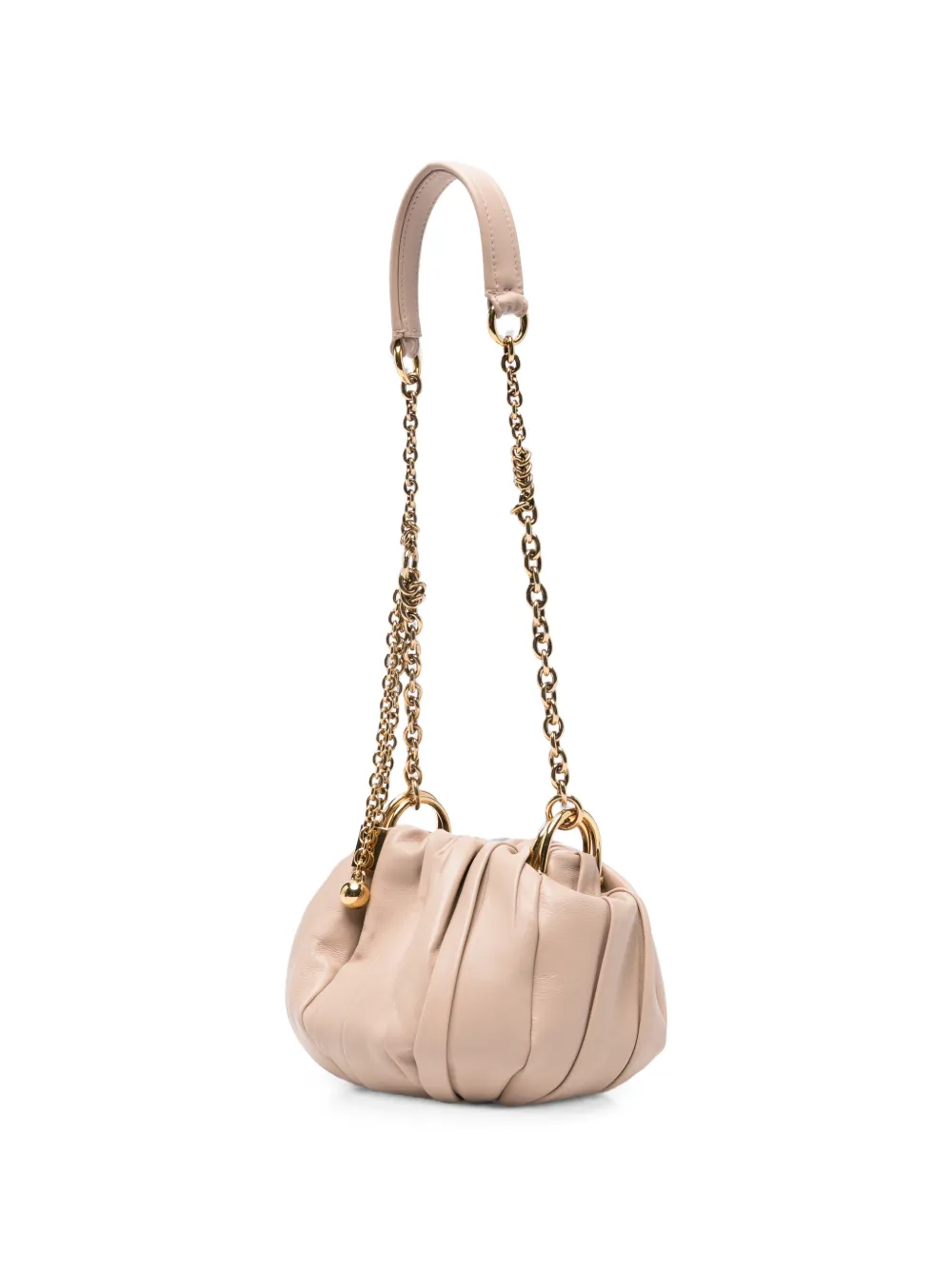 Chloé Plissé schoudertas met ketting van geplooid leer Beige