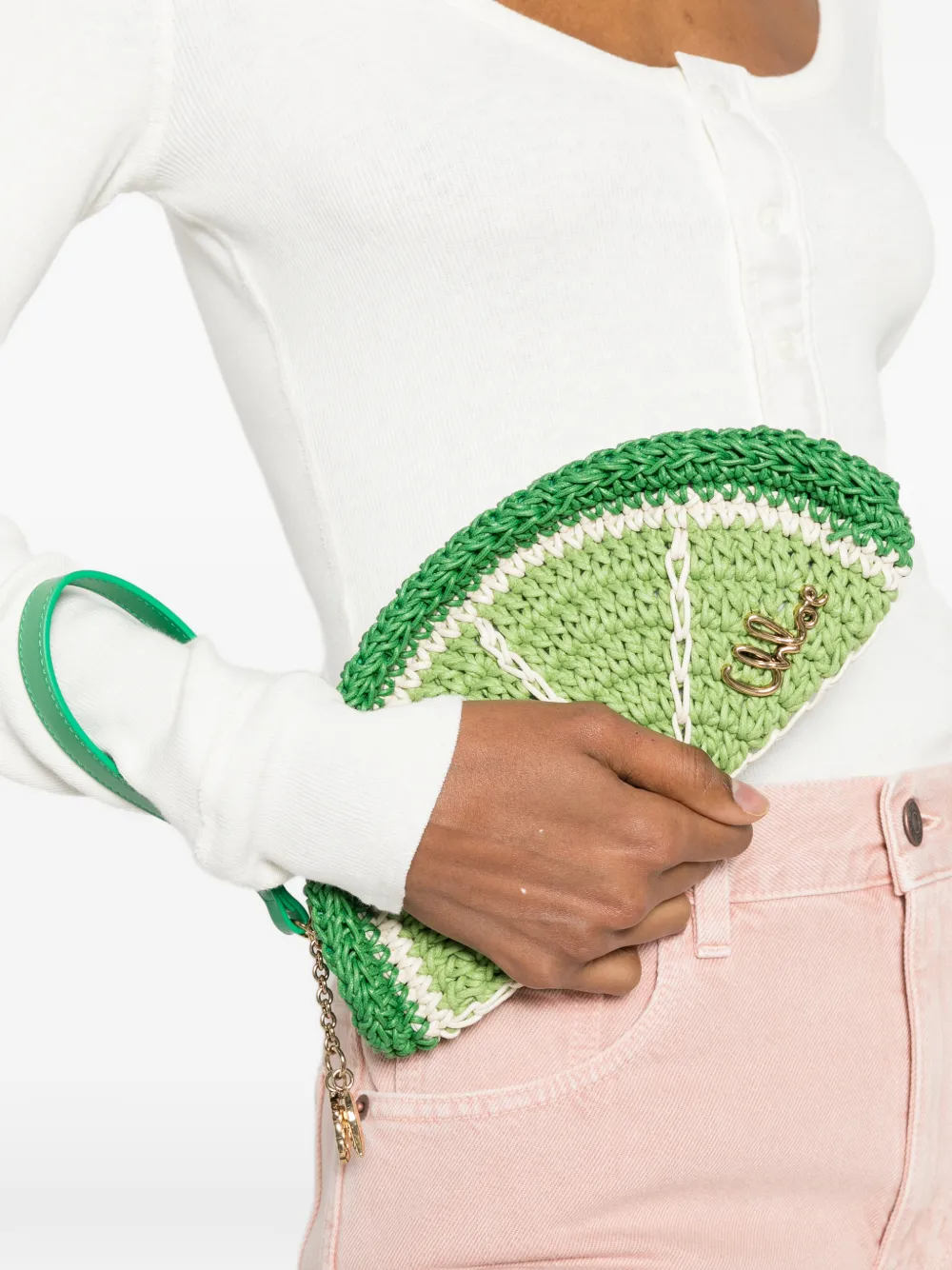 Chloé Tropicus Lime Slice buidel met gewaxt koord Groen