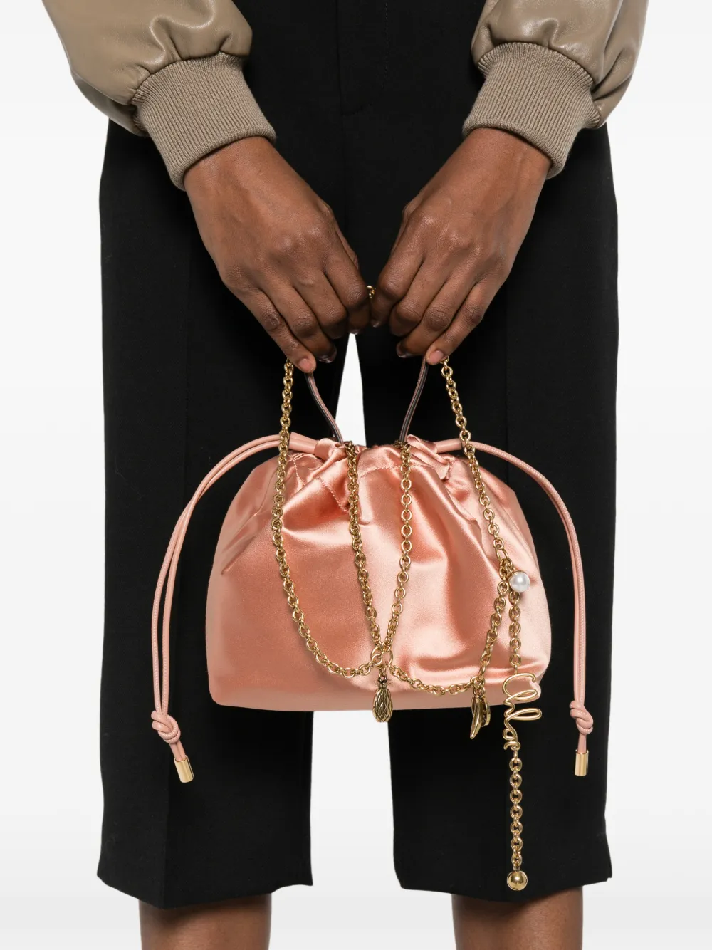 Chloé Icons mini-schoudertas met ketting van zacht leer Roze