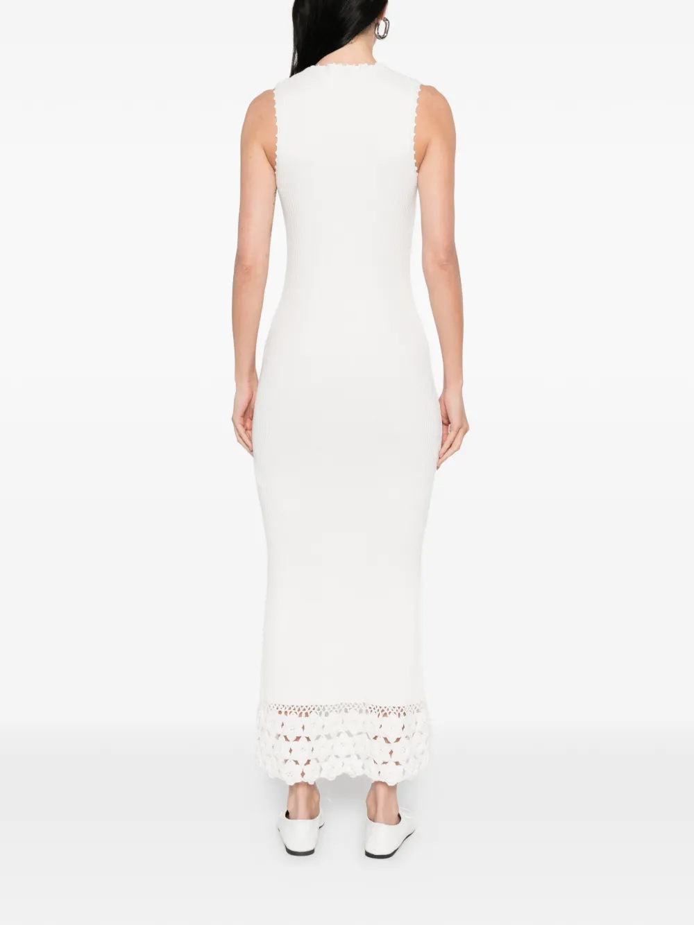 GANNI Gehaakte maxi-jurk met V-hals Beige