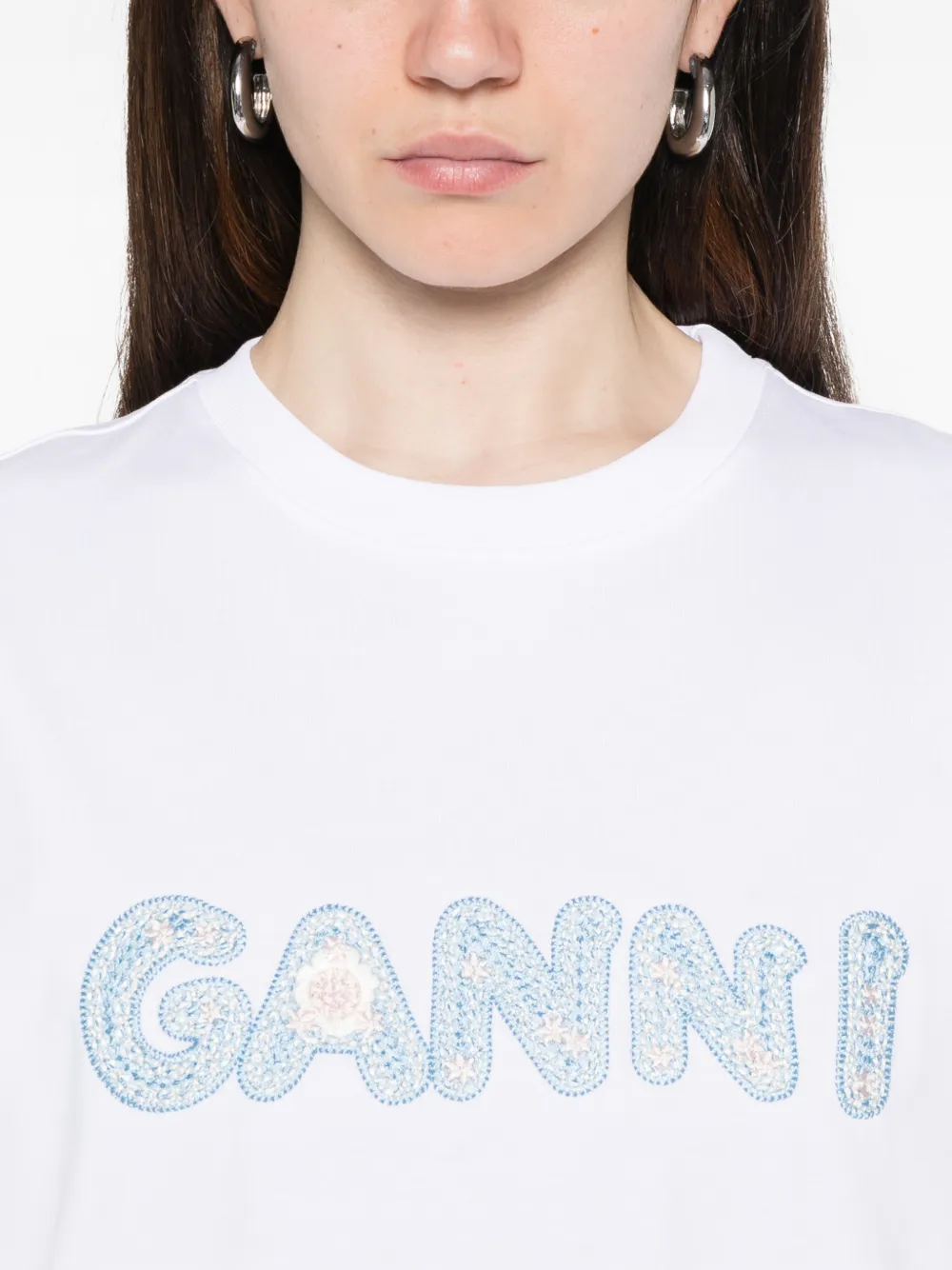 GANNI T-shirt met logo Wit