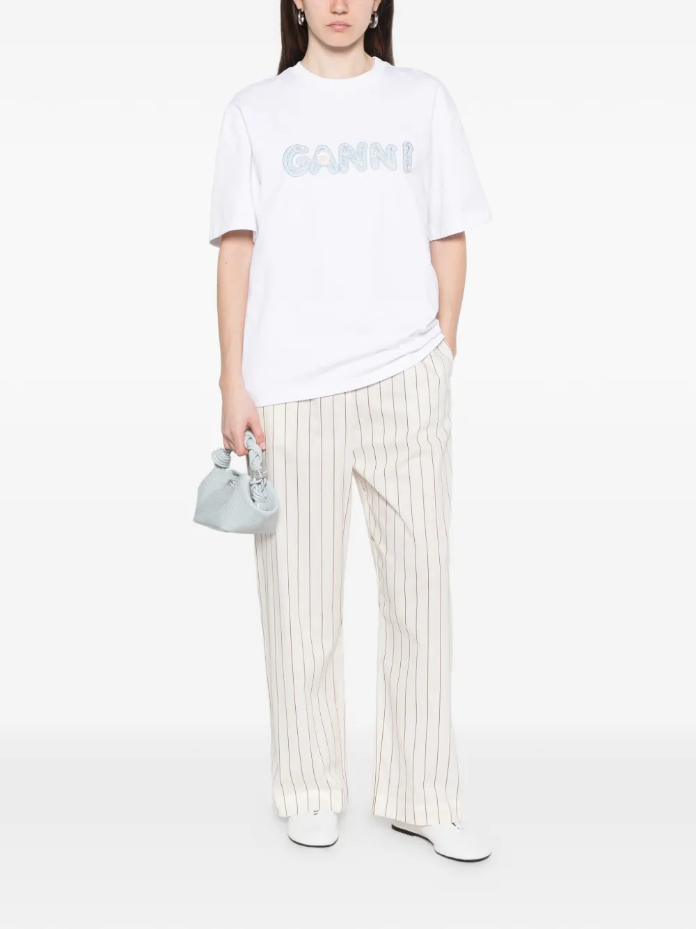 GANNI T-shirt met logo Wit