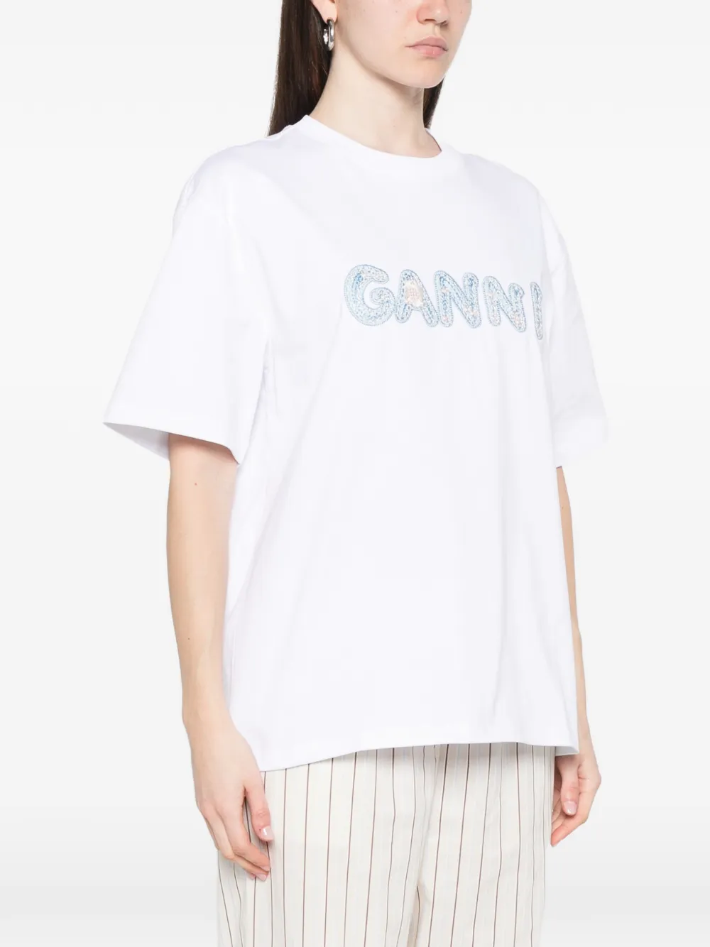 GANNI T-shirt met logo Wit