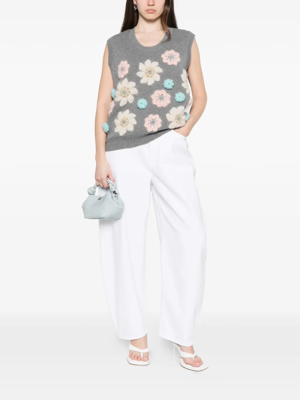 GANNI Top met bloemenprint Grijs