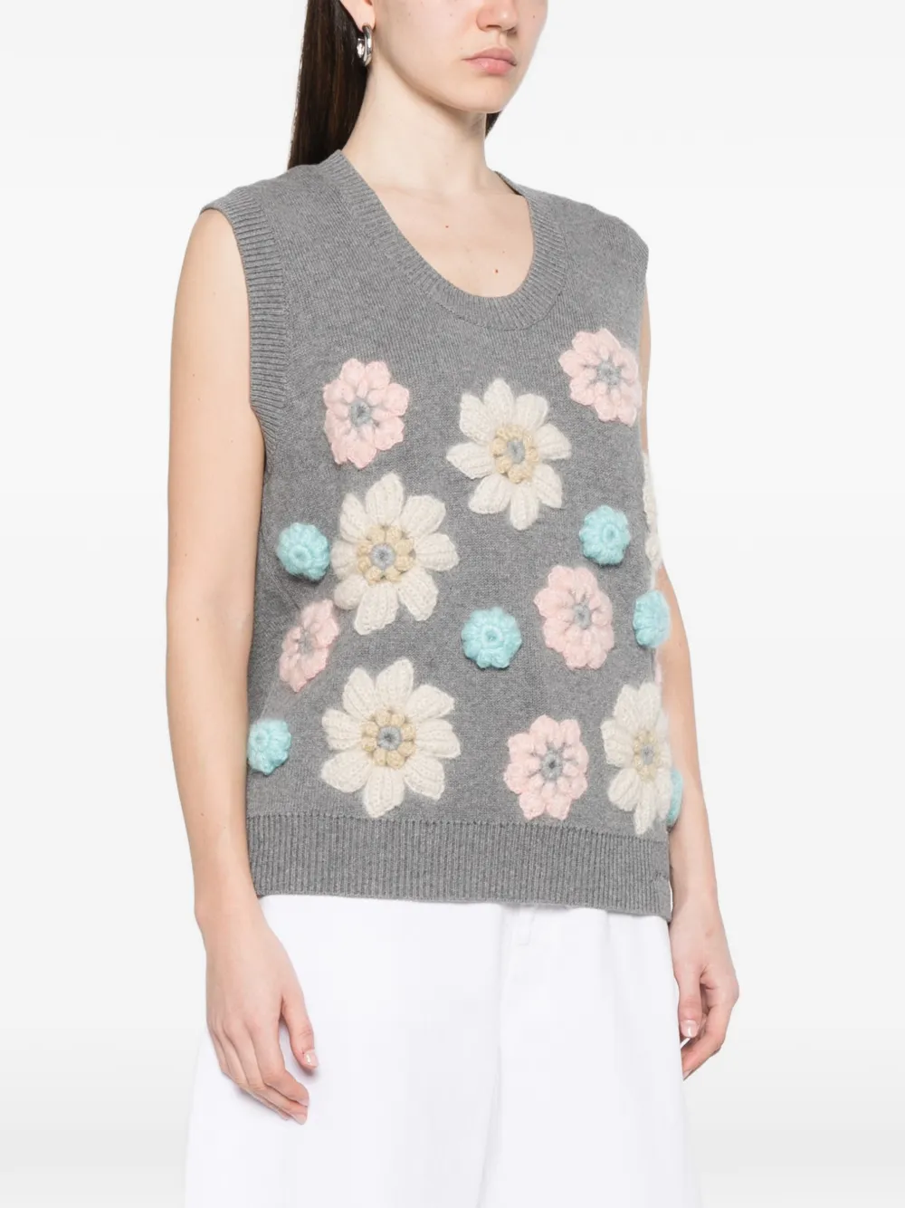 GANNI Top met bloemenprint Grijs