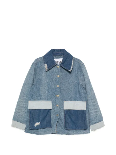 GANNI chaqueta con botones y efecto envejecido