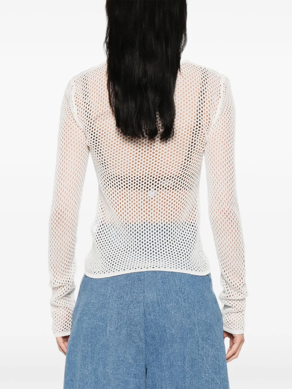 GANNI T-shirt met lange mouwen en mesh Wit