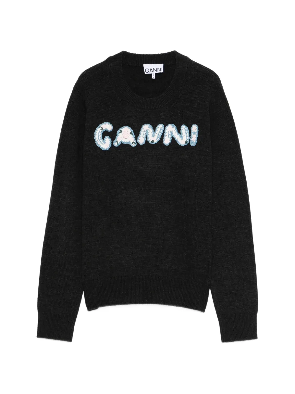 GANNI crochet-appliqué sweater - Nero