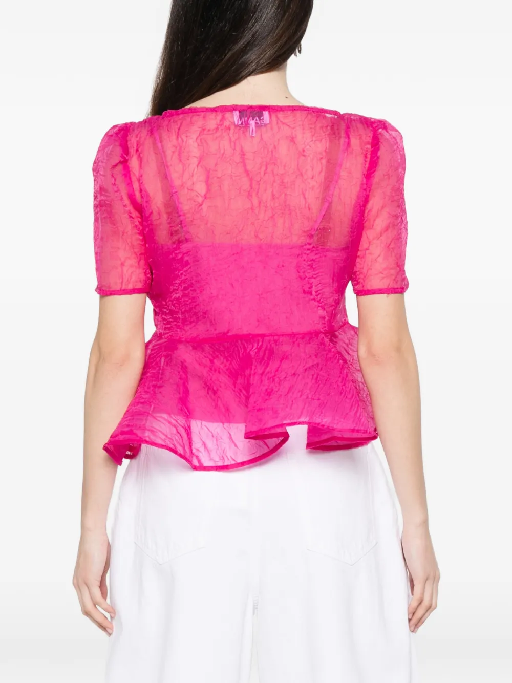 GANNI Shibori organza peplum blouse Roze