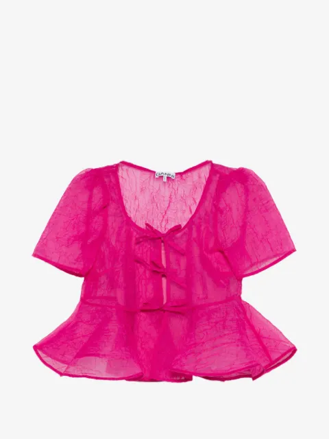 GANNI shibori organza peplum blouse