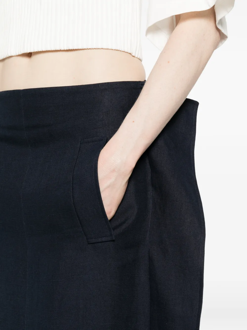 front-pocket midi skirt