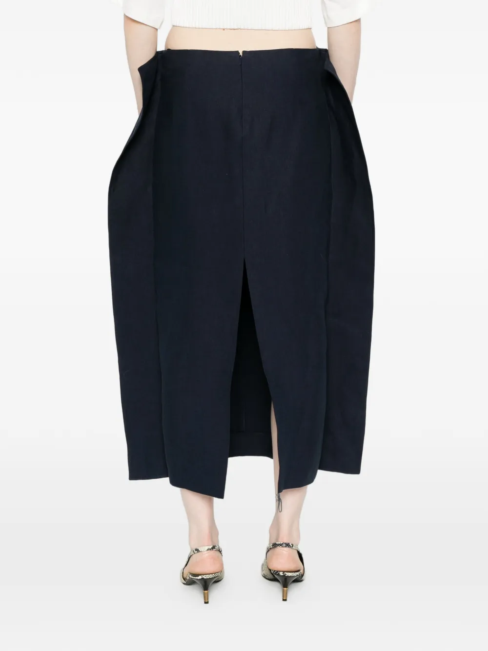 front-pocket midi skirt