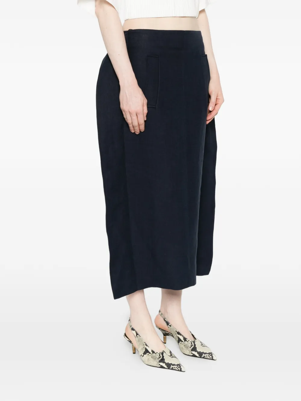 front-pocket midi skirt