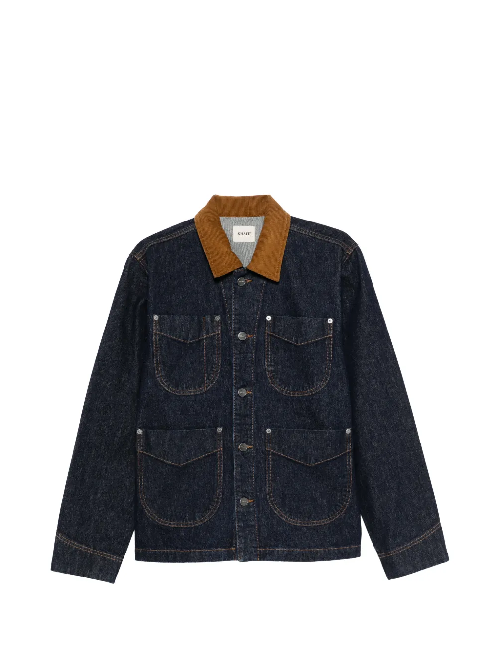 KHAITE Wyatt corduroy-collar denim jacket - Blu