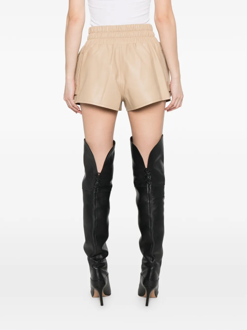 Balmain Leren shorts Beige