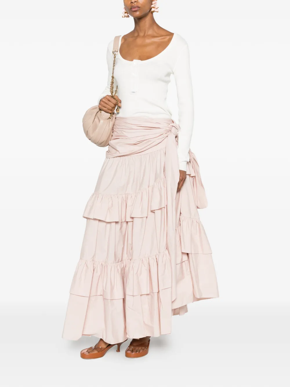Chloé Katoenen popeline maxi-rok met ruches Roze