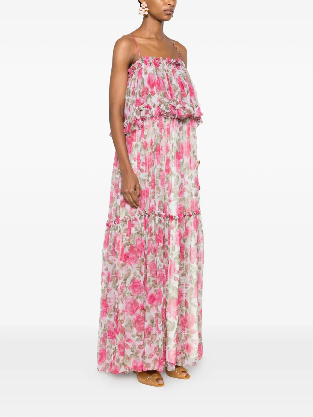 Chloé Zijden maxi-jurk met smalle bandjes Roze