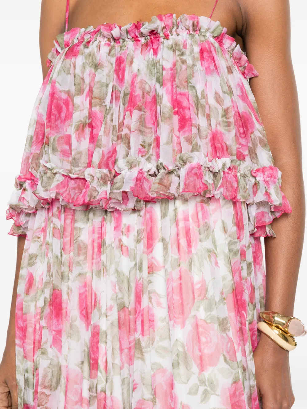 Chloé Zijden maxi-jurk met smalle bandjes Roze