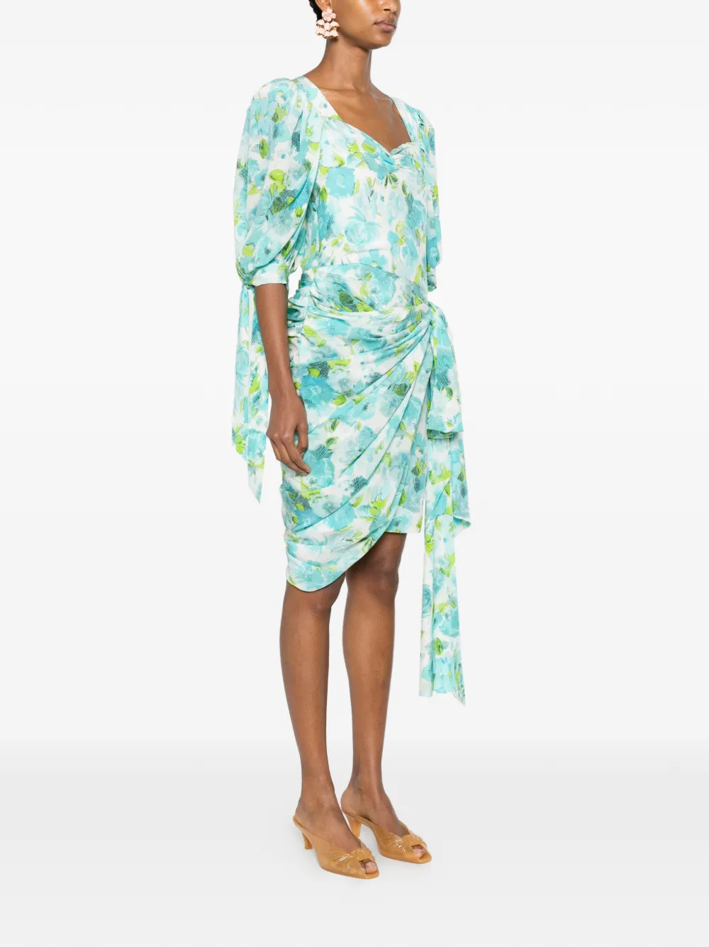Chloé Midi-jurk met bloemenprint Blauw