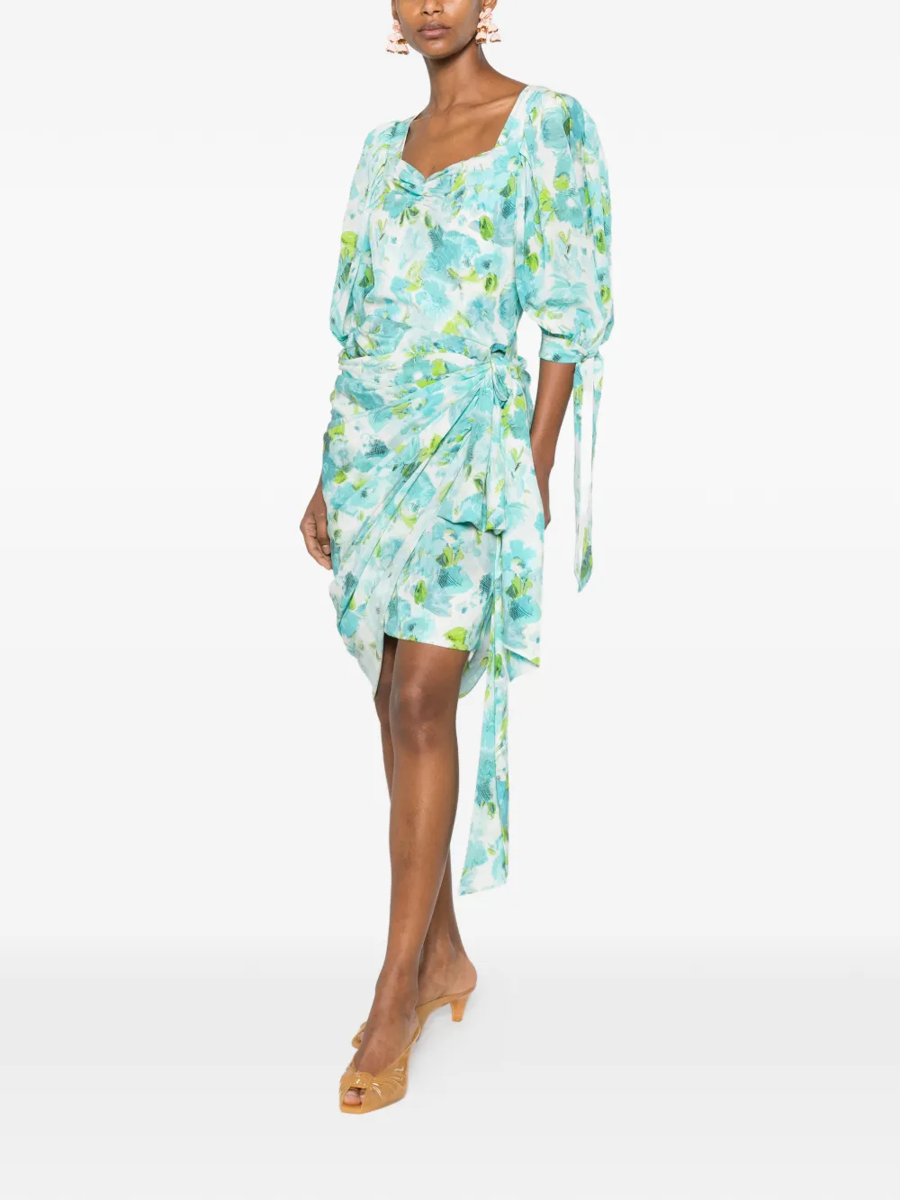 Chloé Midi-jurk met bloemenprint Blauw