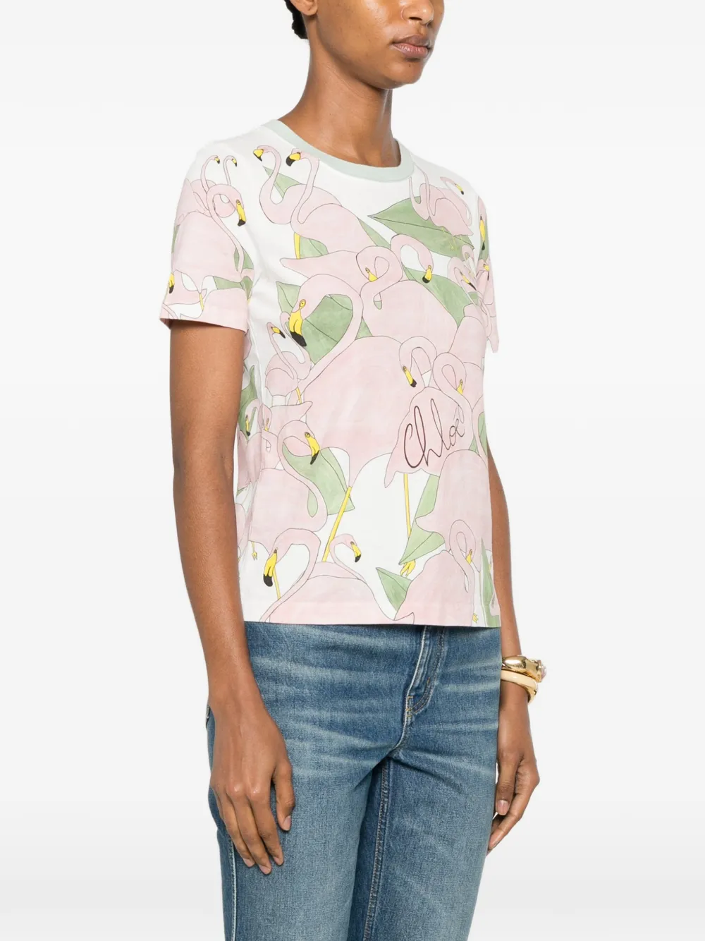  Chloé Camicia Con Stampa Flamingo - Toni Neutri 