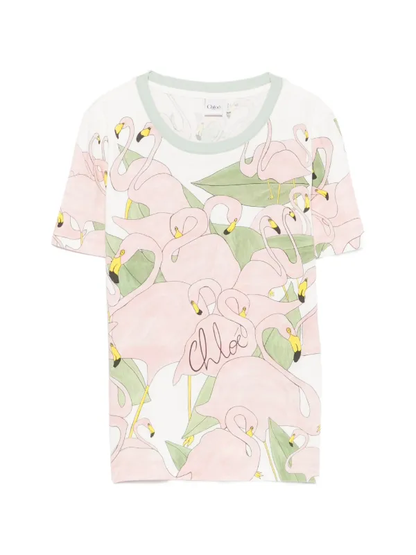 Chloé フラミンゴ Tシャツ | ニュートラル | FARFETCH JP