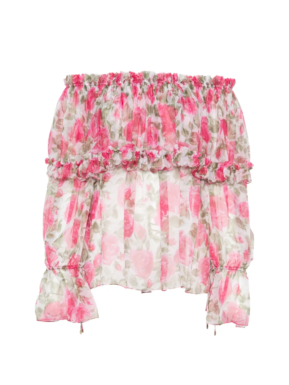 Chloé floral-print ruffled blouse - Rosa