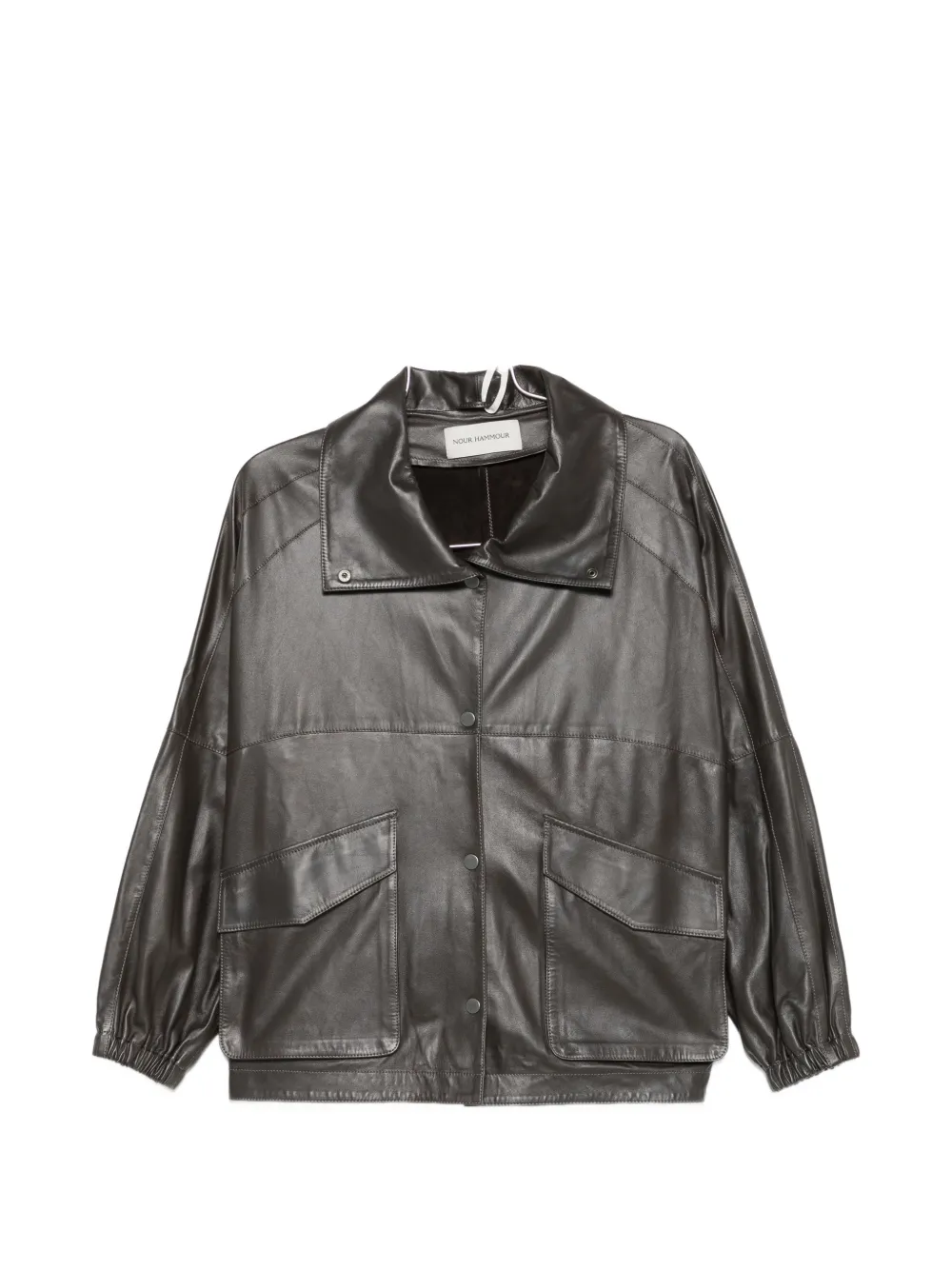 Nour Hammour Anorak flap-pocket leather jacket - Marrone