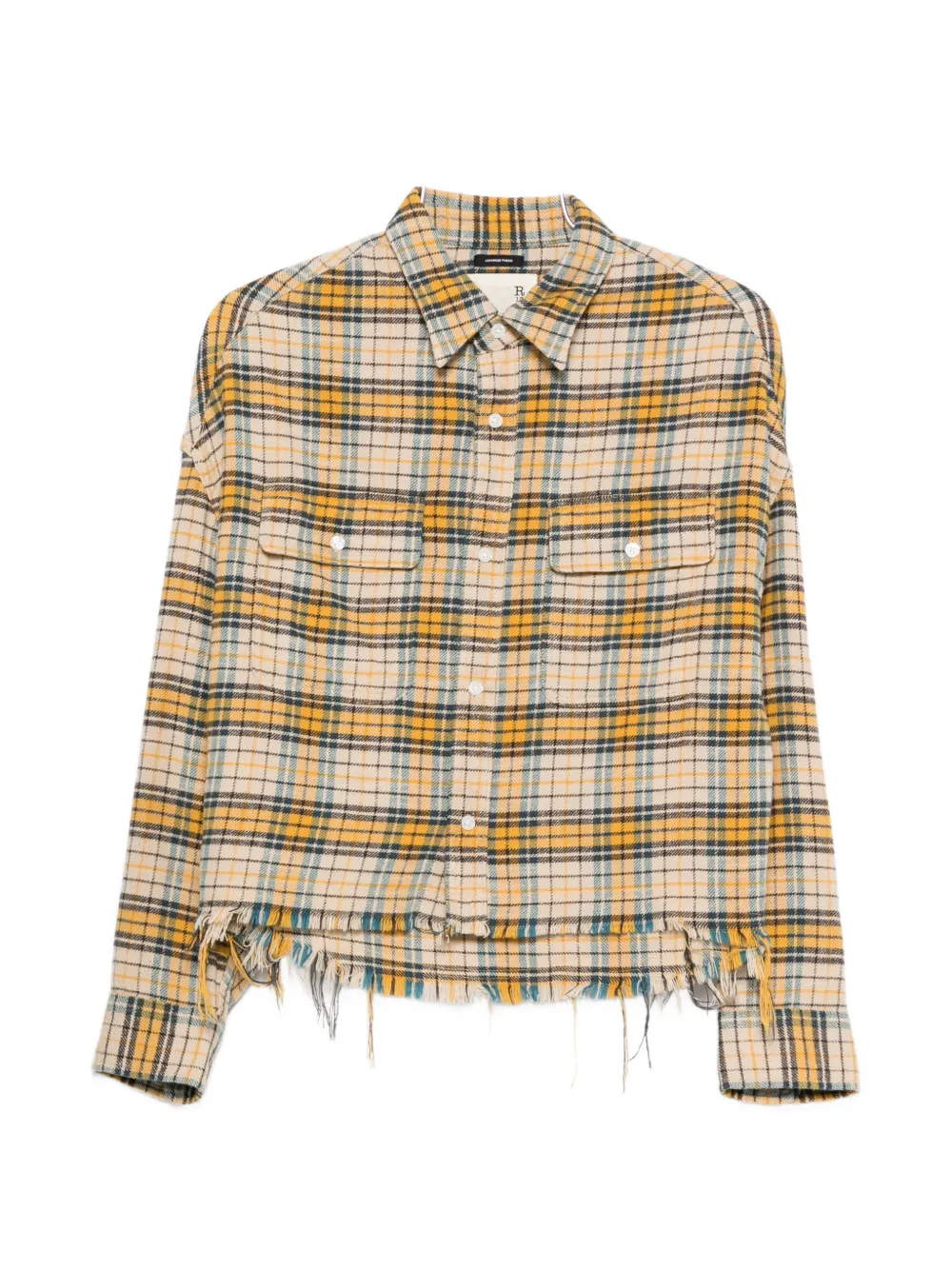 R13 plaid frayed shirt - Giallo