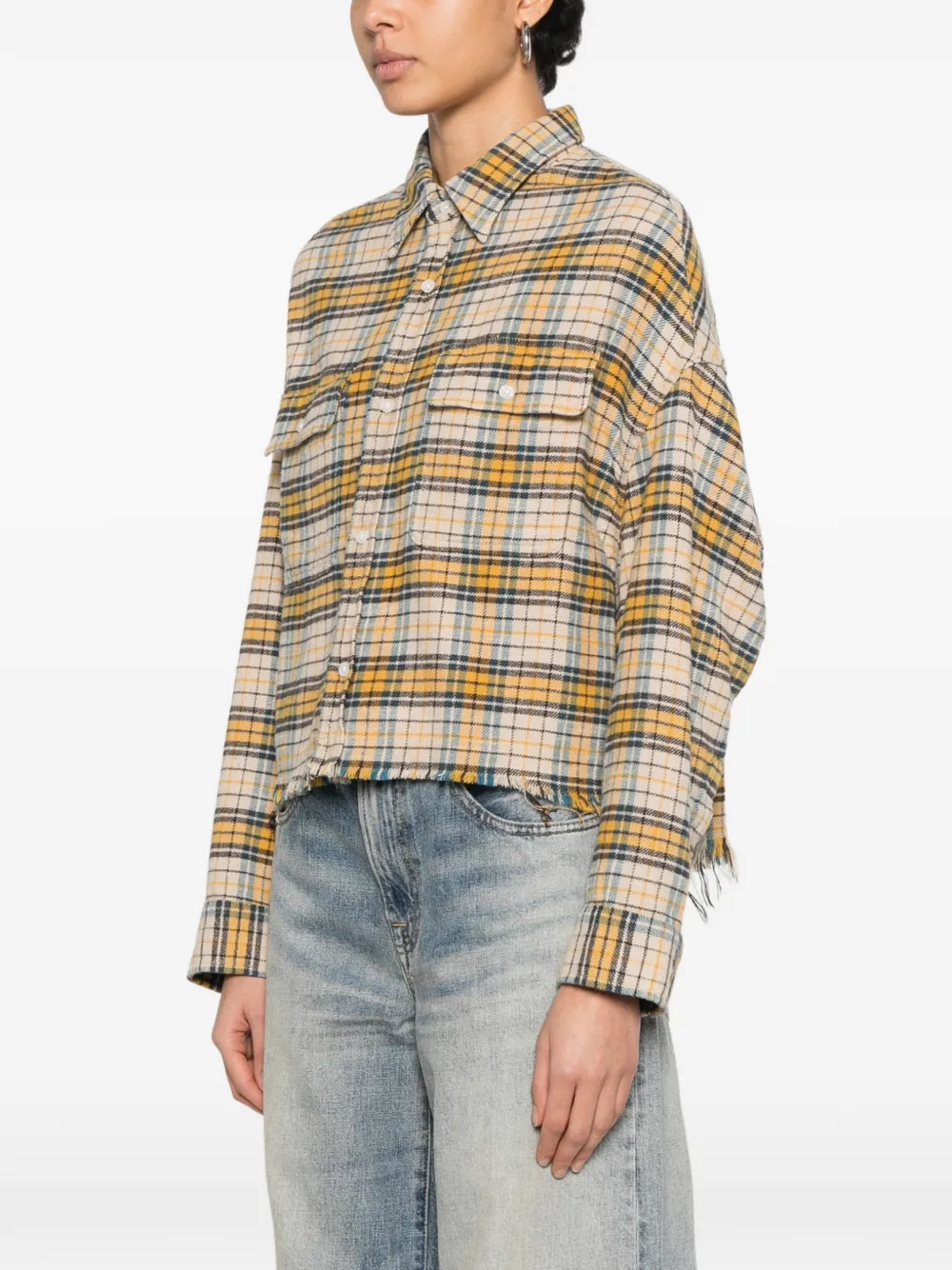  R13 Plaid Frayed Shirt - Yellow 
