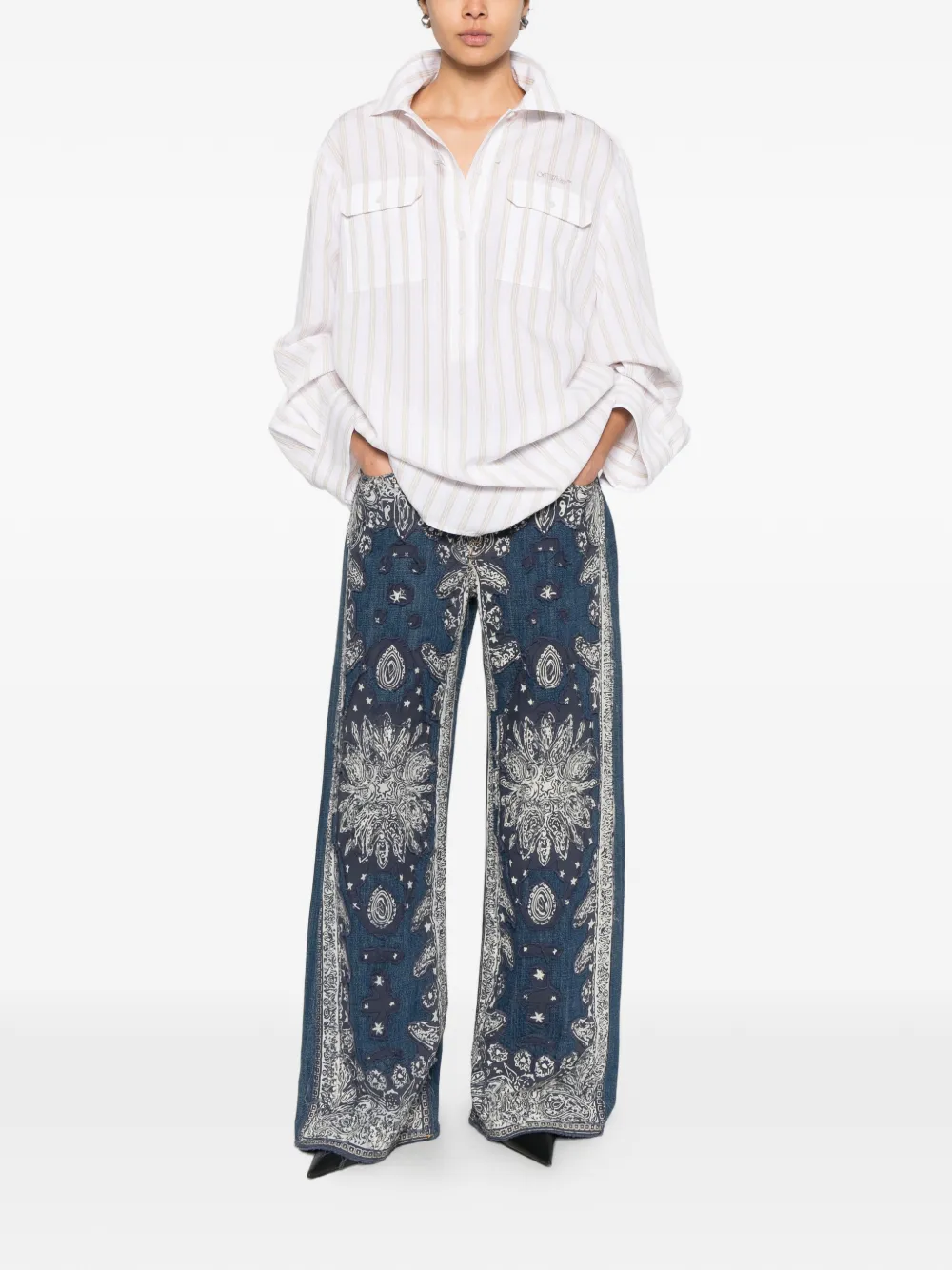 R13 D'Arcy jeans met wijde pijpen Blauw