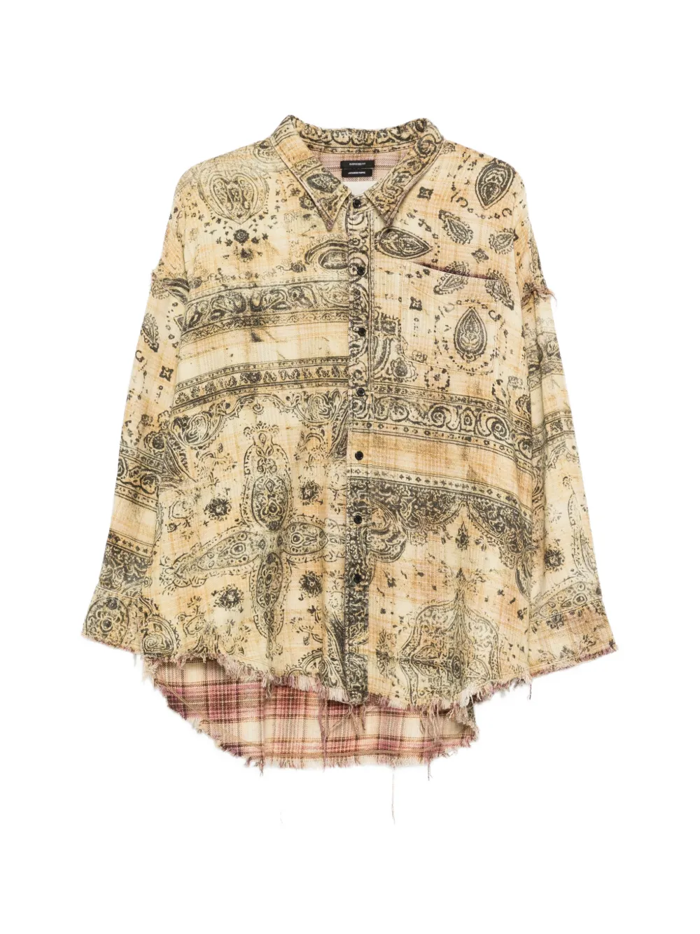 R13 shredded seam bandana shirt - Neutrals