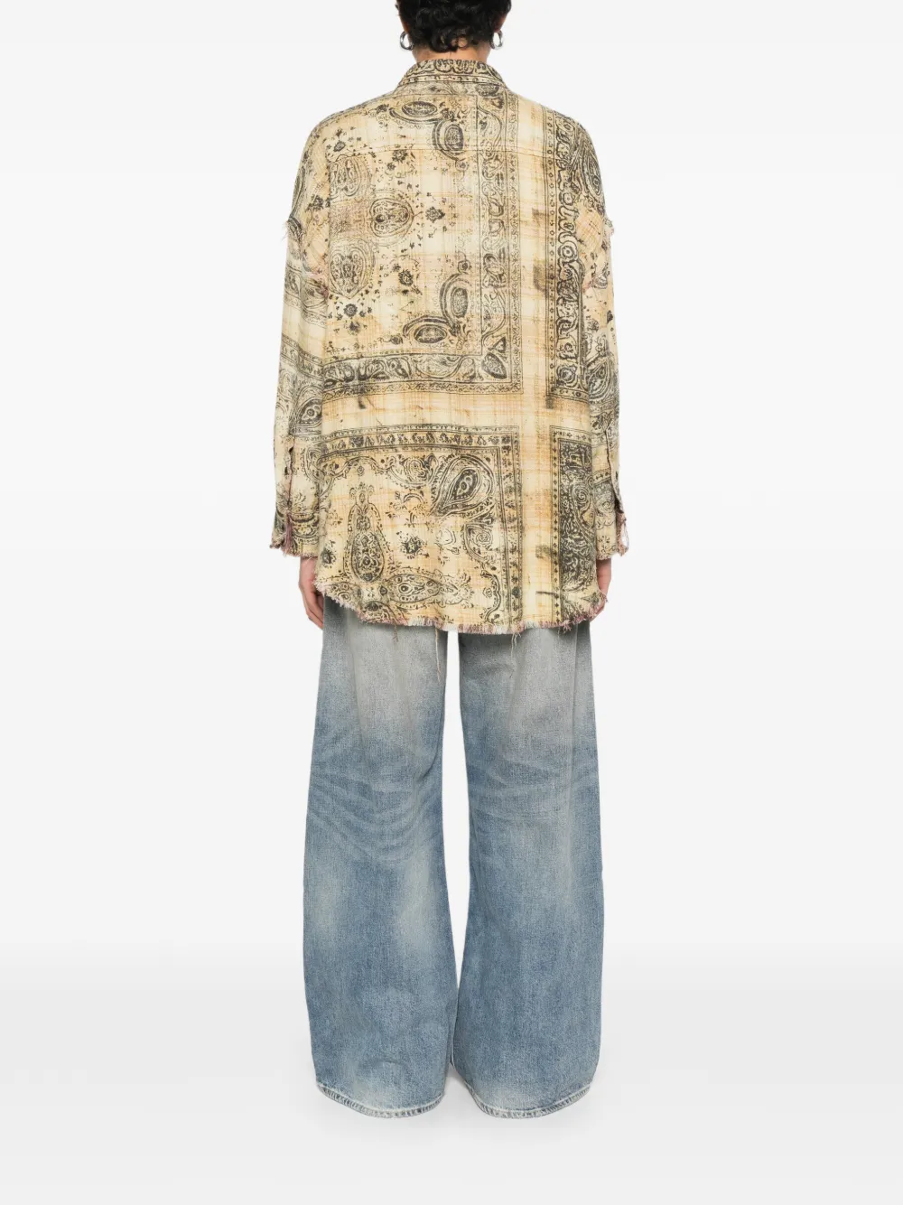 R13 Gerafelde bandana blouse Beige