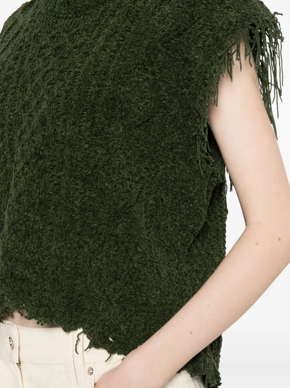 R13 Kabelgebreid gilet Groen
