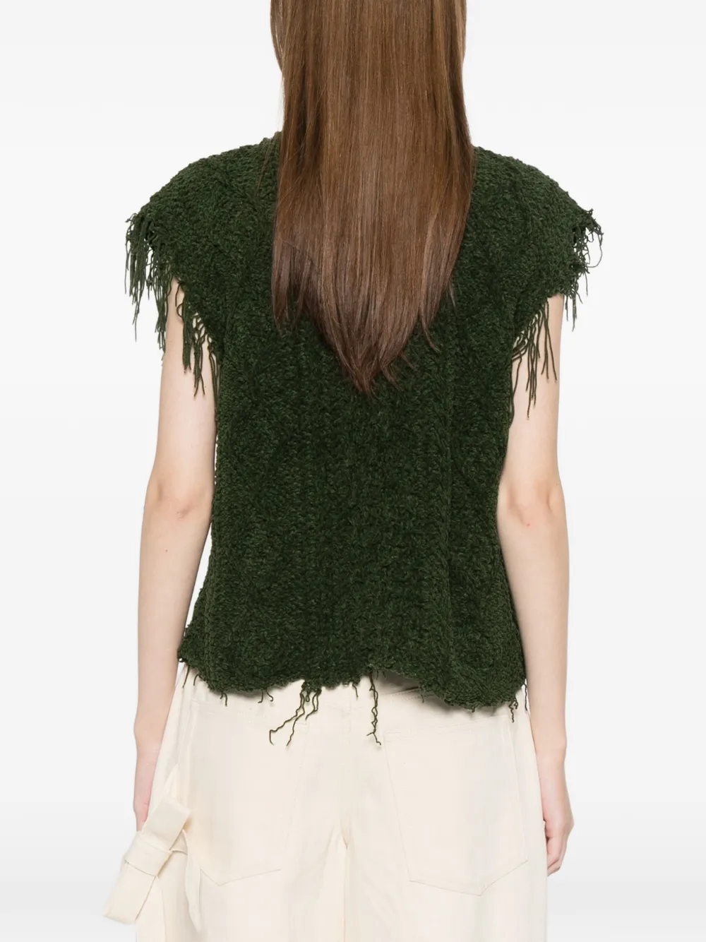 R13 Kabelgebreid gilet Groen