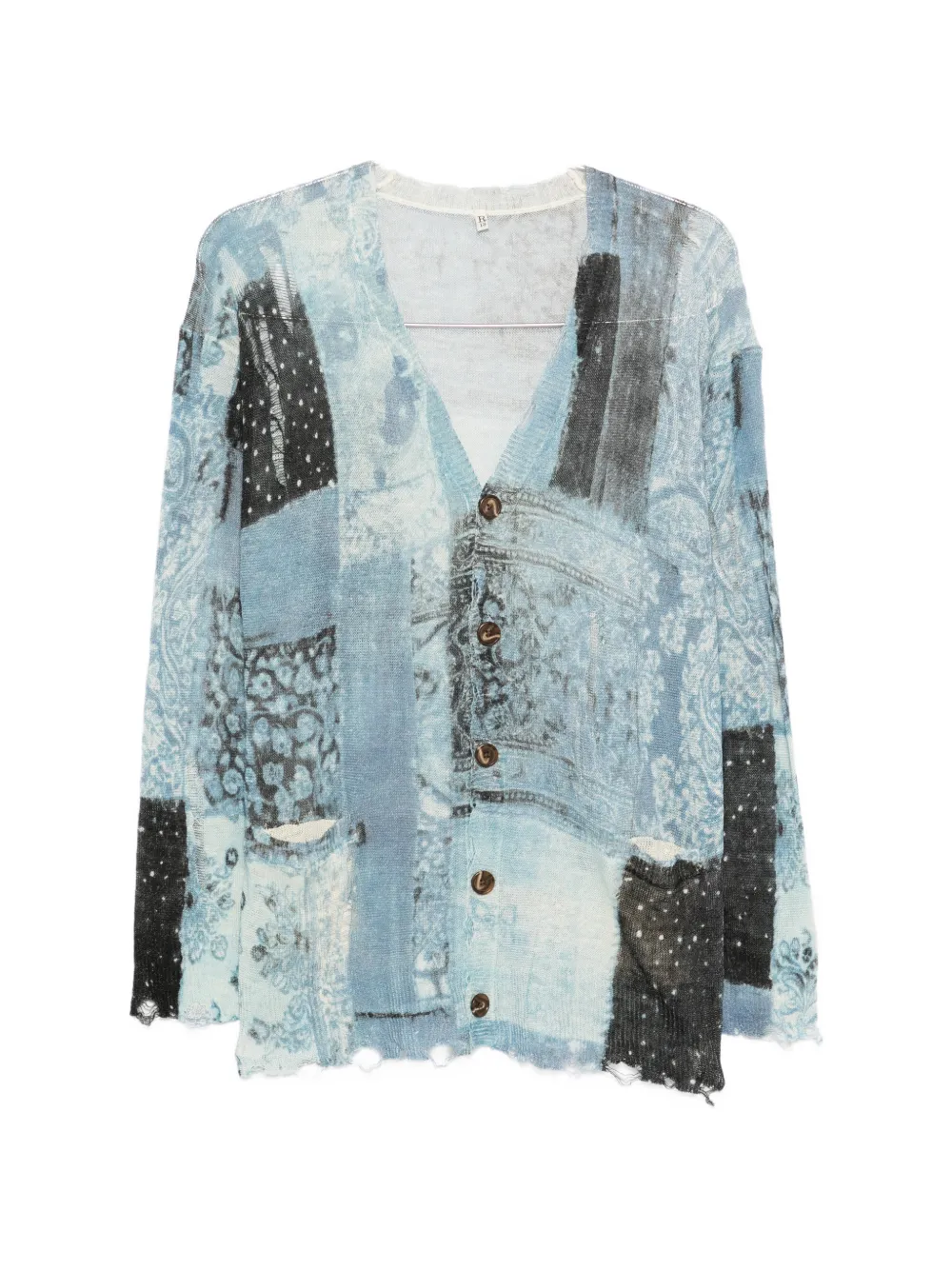 R13 bandana-print boyfriend cardigan - Blu