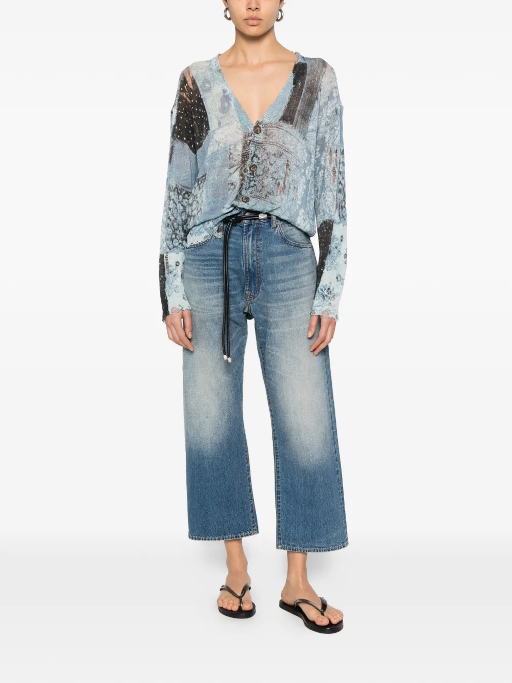  R13 Bandana-print Boyfriend Cardigan - Blue 
