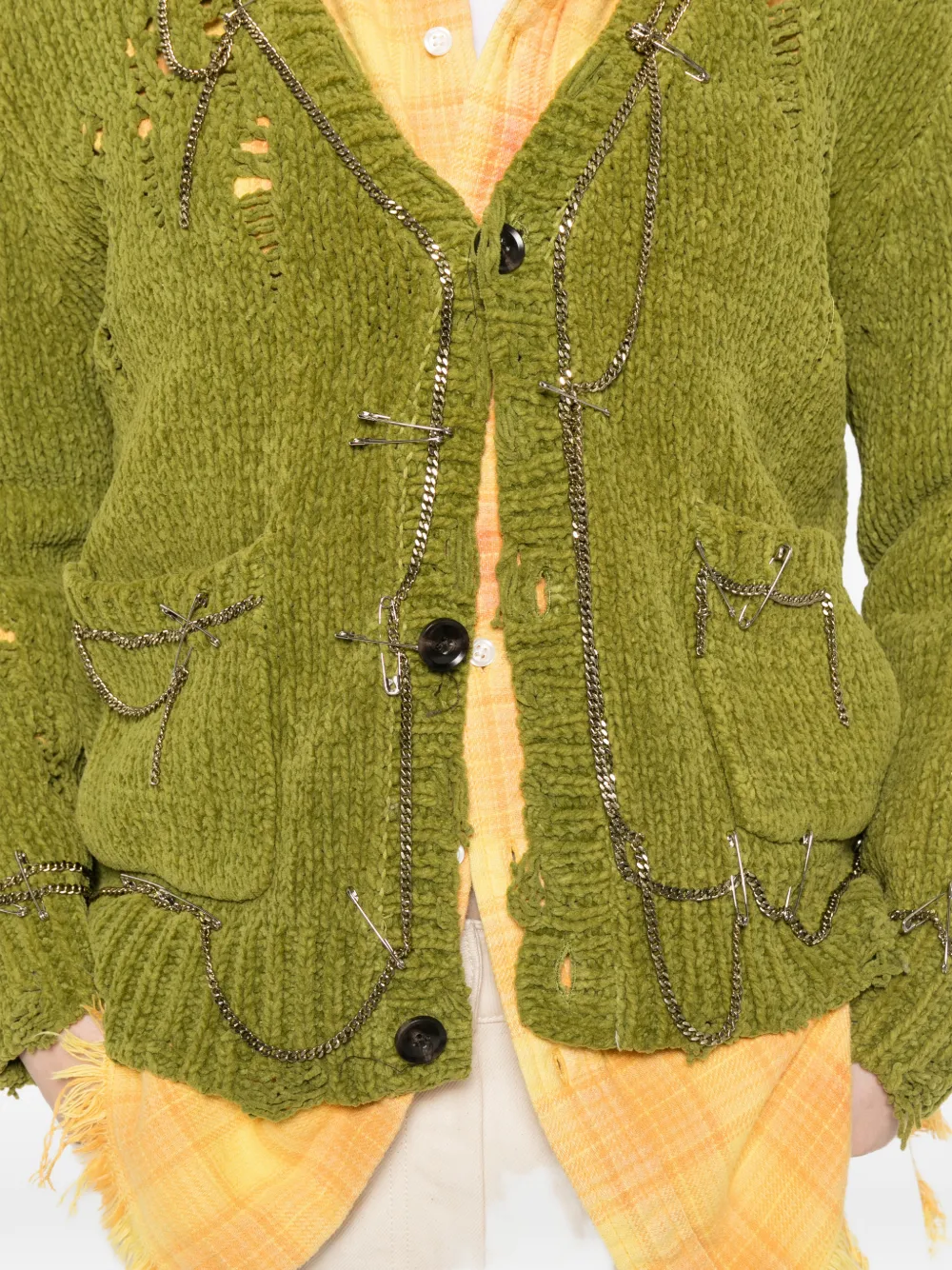 R13 Vest met ketting Groen