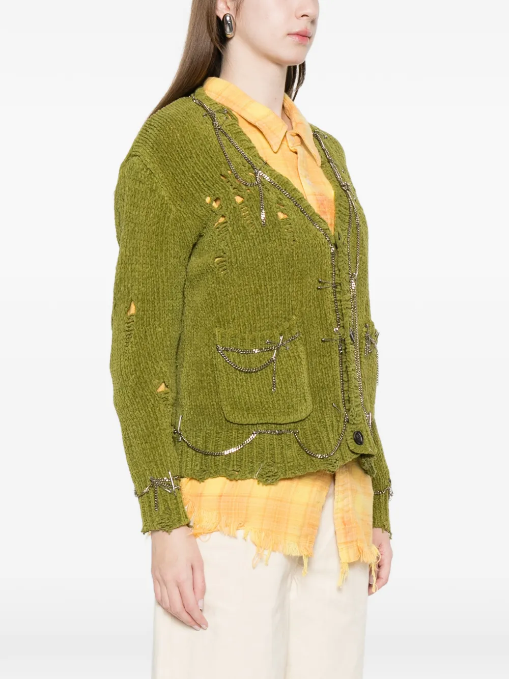 R13 Vest met ketting Groen