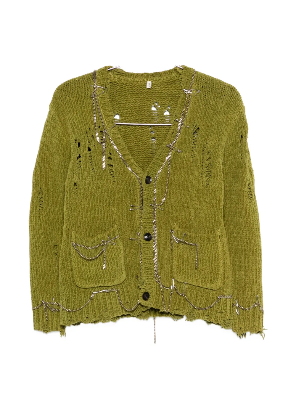 R13 pins chains cardigan - Verde