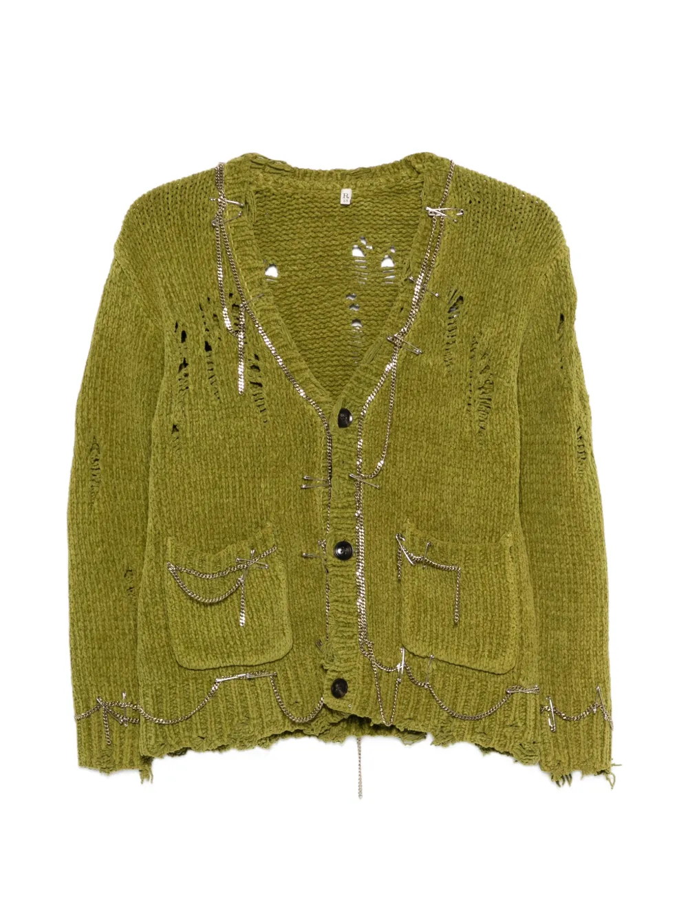 R13 pins chains cardigan - Verde