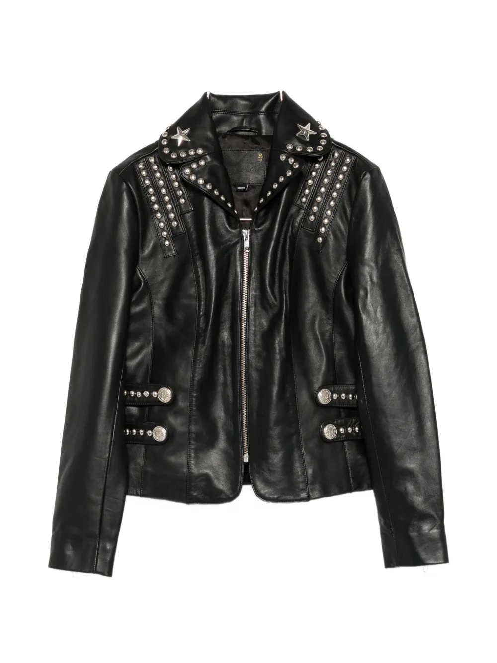 R13 Lou stud-embellished leather jacket - Black