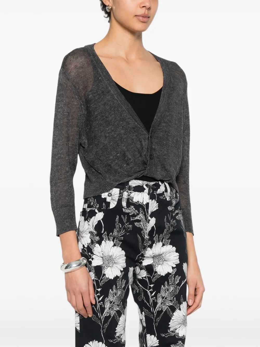  R13 Twisted-front Knit Cardigan - Grey 