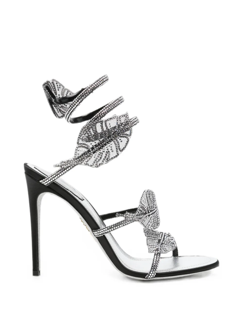 René Caovilla Leaf crystal-embellished heeled sandals Zilver