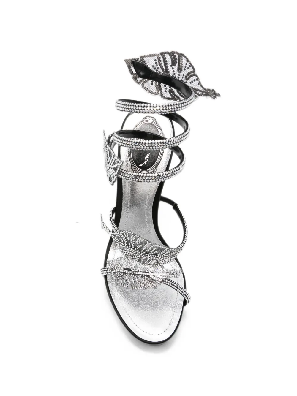 René Caovilla Leaf crystal-embellished heeled sandals Zilver
