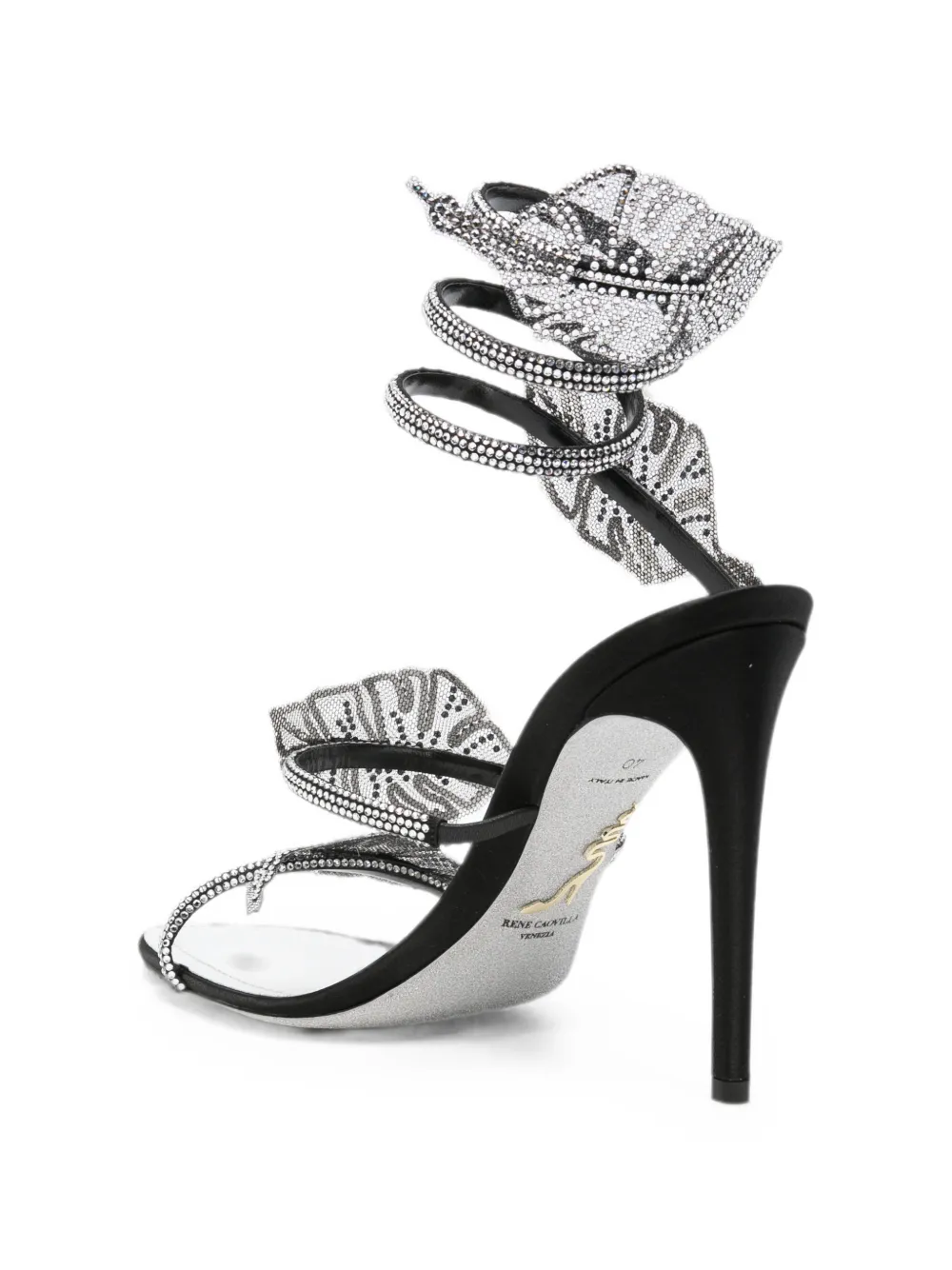 René Caovilla Leaf crystal-embellished heeled sandals Zilver