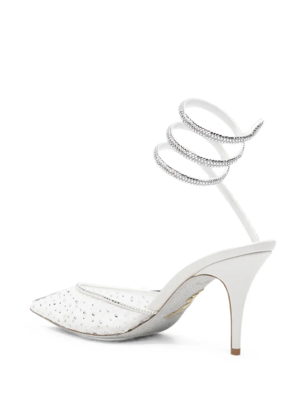 René Caovilla Belle crystal-embellished lace pumps Wit