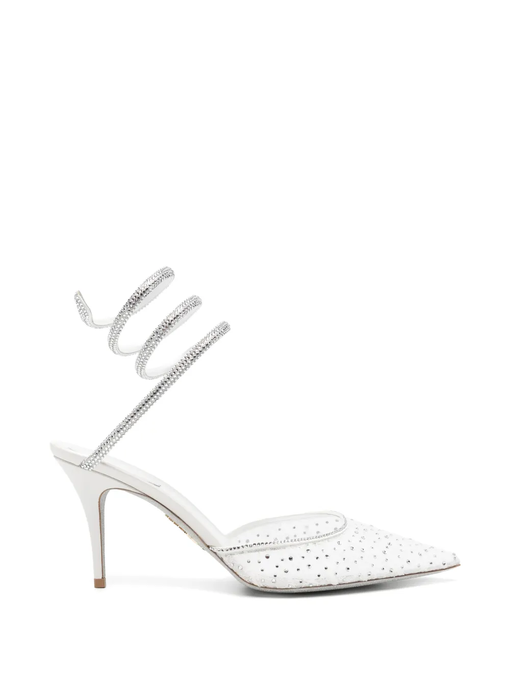 René Caovilla Belle crystal-embellished lace pumps - Bianco