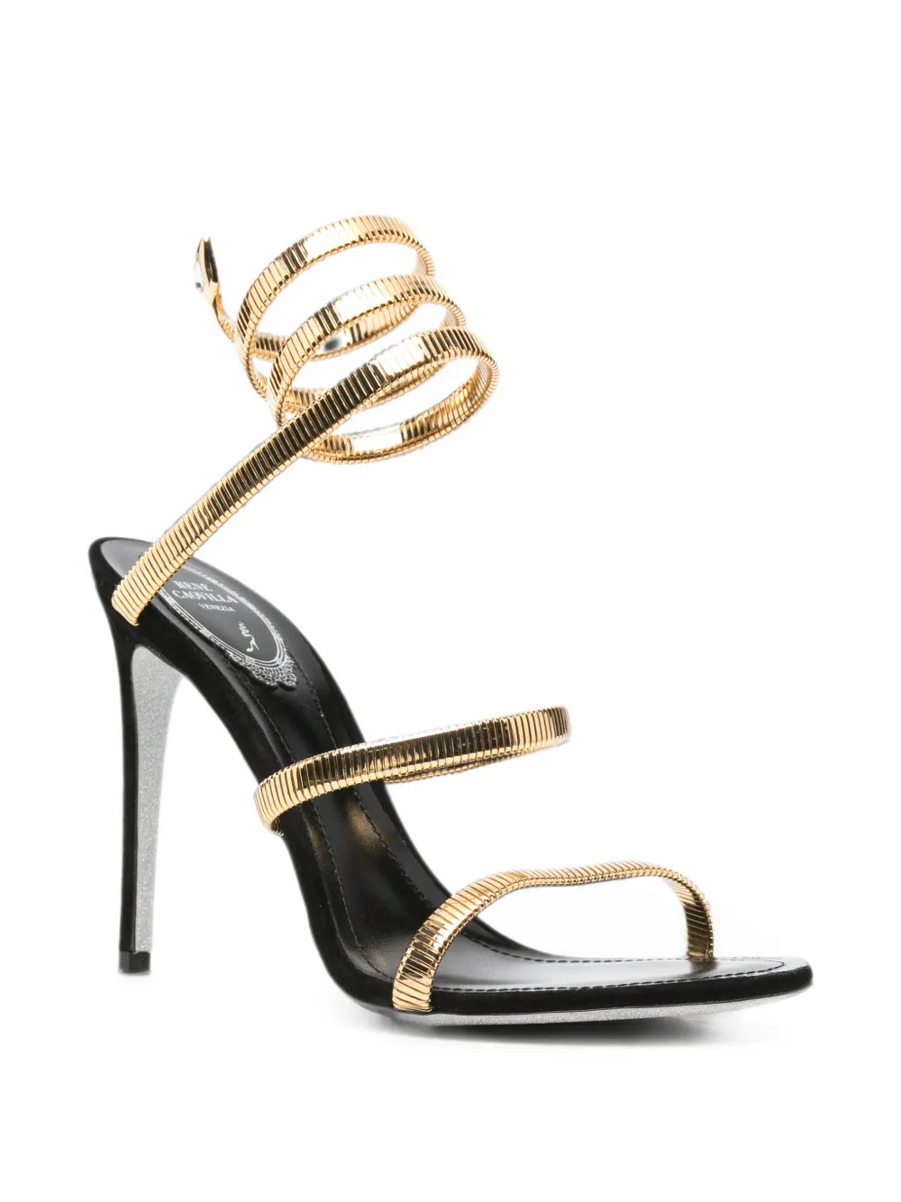 René Caovilla Juniper wrap-around heeled sandals Zwart