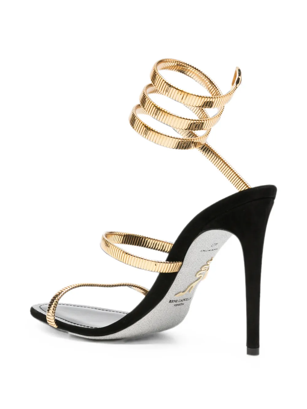 René Caovilla Juniper wrap-around heeled sandals Zwart
